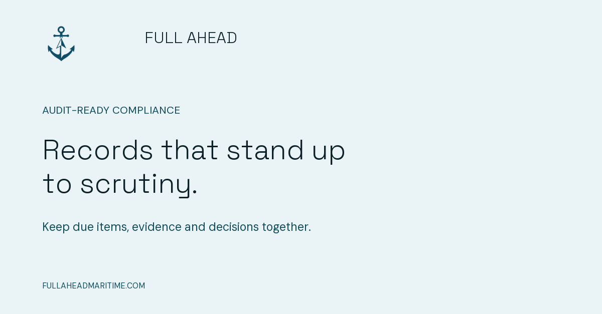 Full Ahead Maritime Post template — audit-ready compliance (1200×627 PNG)